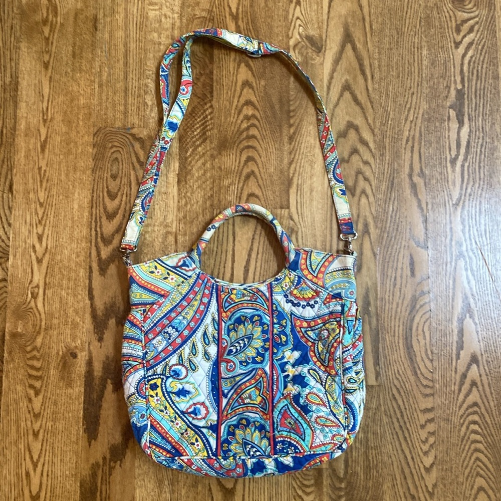 Retired Vera Bradley vintage Marina Paisley tote bag quilted cotton cross body - Picture 3 of 14